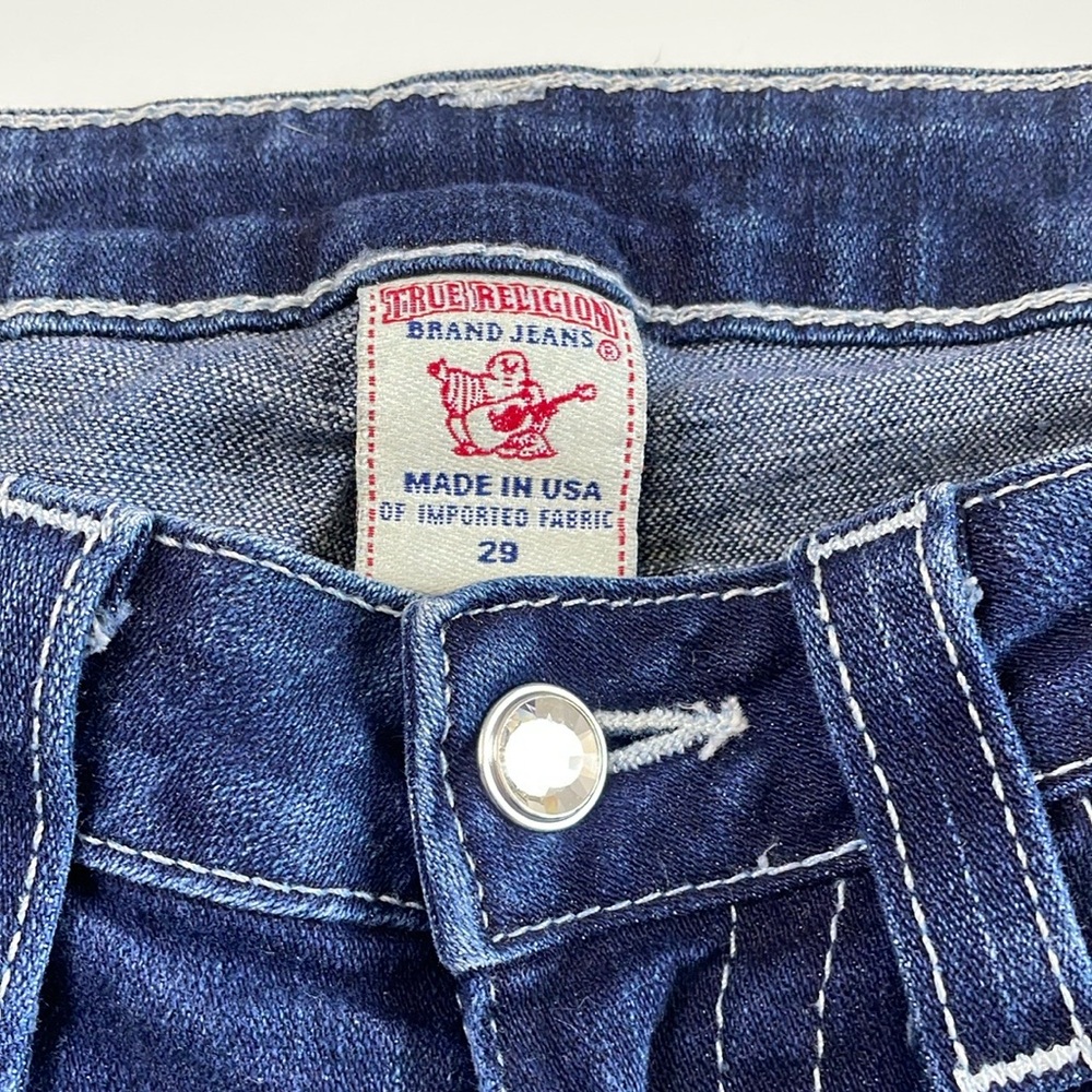 True Religion Sophie Denim Capri Low Rise Size 29 Cuffed Bermuda Button Stone - Picture 2 of 16